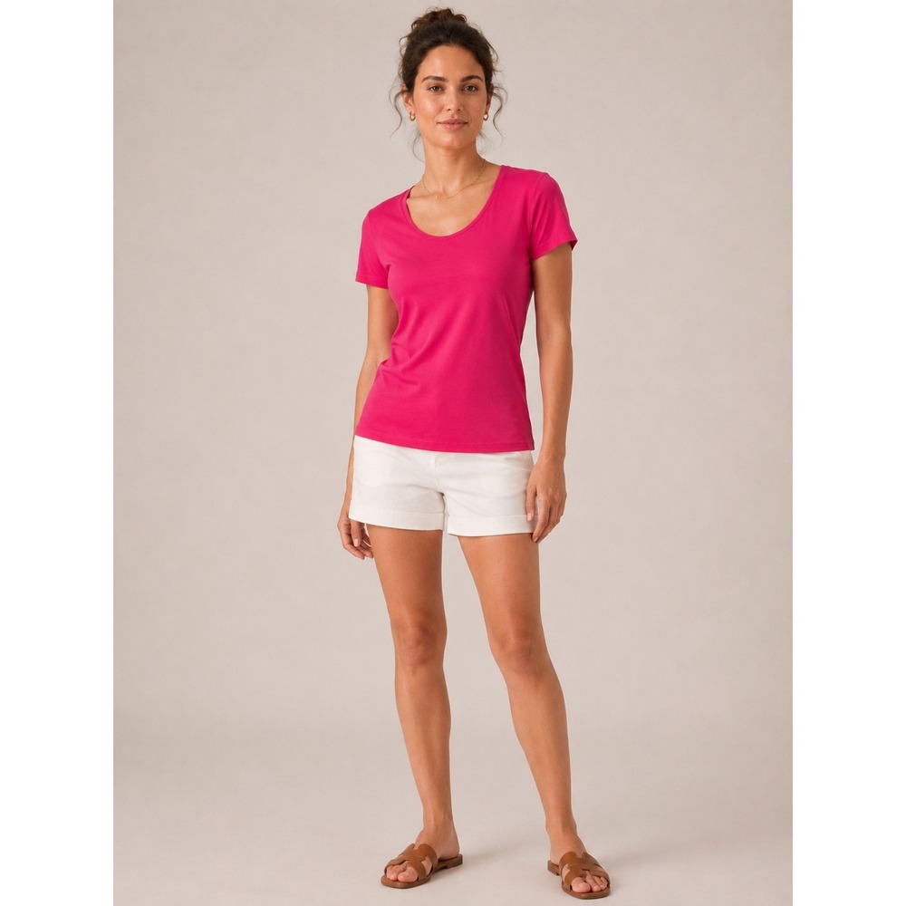 Banana‎ Republic Womens Luxe Touch Scoop Neck Tee S Minimalist Pink T Shirt